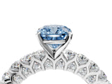 White gold Fancy Blue Cushion Cut Diamond Solitaire Ring with Shared Prong Pavé Band and Four-Prong Setting_74