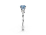 White gold Fancy Blue Cushion Cut Diamond Solitaire Ring with Side Stones and Four-Prong Setting_64