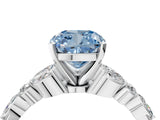 White gold Fancy Blue Cushion Cut Diamond Solitaire Ring with Side Stones and Four-Prong Setting_66