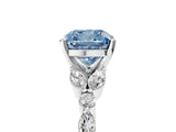 White gold Fancy Blue Cushion Cut Diamond Solitaire Ring with Side Stones and Four-Prong Setting_67