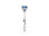 White gold Fancy Blue Cushion Cut Diamond Solitaire Ring with Six-Prong Setting and Classic Band_289