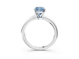 White gold Fancy Blue Cushion Cut Diamond Solitaire Ring with Six-Prong Setting and Classic Band_289