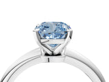 White gold Fancy Blue Cushion Cut Diamond Solitaire Ring with Six-Prong Setting and Classic Band_291