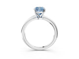 White gold Fancy Blue Cushion Cut Diamond Solitaire Ring with Six-Prong Setting and Classic Band_296