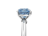 White gold Fancy Blue Cushion Cut Diamond Solitaire Ring with Six-Prong Setting and Classic Band_297