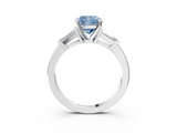 White gold Fancy Blue Cushion  Cut Diamond Solitaire Ring with Tapered Baguette Accents and Four-Prong Setting_82