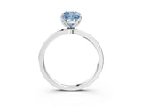 White gold Fancy Blue Cushion Cut Diamond Solitaire Ring with Thin Band and Prong Setting_24