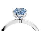White gold Fancy Blue Cushion Cut Diamond Solitaire Ring with Thin Band and Prong Setting_25