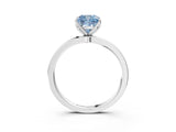 White gold Fancy Blue Cushion Cut Diamond Solitaire Ring with Thin Band and Prong Setting_48