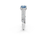 White gold Fancy Blue Cushion Cut Diamond Solitaire Ring with Three-Row Pavé Band and Four-Prong Setting_51