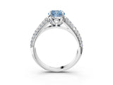 White gold Fancy Blue Cushion Cut Diamond Solitaire Ring with Three-Row Pavé Band and Four-Prong Setting_52