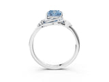 White gold Fancy Blue Cushion Cut Diamond Solitaire Ring with Twist Band and Four-Prong Setting_100