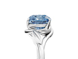 White gold Fancy Blue Cushion Cut Diamond Solitaire Ring with Twist Band and Four-Prong Setting_102