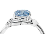White gold Fancy Blue Cushion Cut Diamond Solitaire Ring with Twist Band and Four-Prong Setting_94