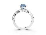 White gold Fancy Blue Cushion Cut Diamond Solitaire Ring with Twisted Band and Prong Setting_262