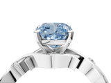 White gold Fancy Blue Cushion Cut Diamond Solitaire Ring with Twisted Band and Prong Setting_263