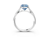 White gold Fancy Blue Cushion Cut Diamond Solitaire Twist Band Prong Setting Ring_134