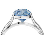 White gold Fancy Blue Cushion Cut Diamond Solitaire Twist Band Prong Setting Ring_135