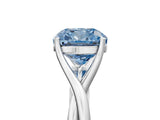 White gold Fancy Blue Cushion Cut Diamond Solitaire Twist Band Prong Setting Ring_136