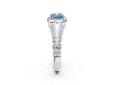 White gold Fancy Blue Cushion Cut Diamond Split Shank Halo Ring with Four-Prong Setting_72