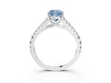 White gold Fancy Blue Cushion Cut Diamond Split Shank Pavé Engagement Ring with Four-Prong Setting_89