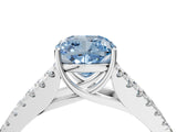 White gold Fancy Blue Cushion Cut Diamond Split Shank Pavé Engagement Ring with Four-Prong Setting_90