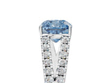 White gold Fancy Blue Cushion Cut Diamond Split Shank Pavé Engagement Ring with Four-Prong Setting_91