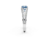 White gold Fancy Blue Cushion Cut Diamond Split Shank Ring with Pavé Band and Four-Prong Setting_46