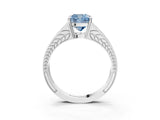 White gold Fancy Blue Cushion Cut Diamond Split Shank Ring with Pavé Band and Four-Prong Setting_47