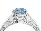 White gold Fancy Blue Cushion Cut Diamond Split Shank Ring with Pavé Band and Four-Prong Setting_48