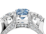 White gold Fancy Blue Cushion Cut Diamond Three-Stone Ring with Channel Set Band and Four-Prong Setting_88