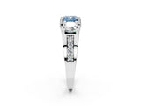 White gold Fancy Blue Cushion Cut Diamond Three-Stone Ring with Channel Set Band and Four-Prong Setting_88