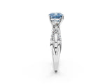 White gold Fancy Blue Cushion Cut Diamond Three-Stone Ring with Pavé Split Shank and Four-Prong Setting_51