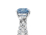 White gold Fancy Blue Cushion Cut Diamond Three-Stone Ring with Pavé Split Shank and Four-Prong Setting_54
