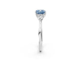 White gold Fancy Blue Cushion Cut Diamond Three-Stone Ring with Pear  Side Stones and Prong Setting_109