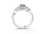 White gold Fancy Blue Cushion Cut Diamond Three-Stone Ring with Pear  Side Stones and Prong Setting_111