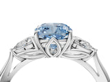 White gold Fancy Blue Cushion Cut Diamond Three-Stone Ring with Pear  Side Stones and Prong Setting_112