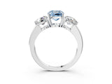 White gold Fancy Blue Cushion Cut Diamond Three-Stone Ring with Prong Setting and Classic Band_125