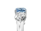 White gold Fancy Blue Cushion Cut Diamond Three-Stone Ring with Prong Setting and Classic Band_127