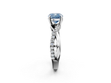 White gold Fancy Blue Cushion  Cut Diamond Twist Band Solitaire with Prong Setting_46