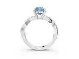 White gold Fancy Blue Cushion  Cut Diamond Twist Band Solitaire with Prong Setting_47