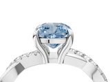 White gold Fancy Blue Cushion  Cut Diamond Twist Band Solitaire with Prong Setting_48