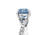 White gold Fancy Blue Cushion  Cut Diamond Twist Band Solitaire with Prong Setting_49