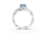 White gold Fancy Blue Cushion  Cut Diamond Twisted Band Engagement Ring with Prong Setting_6