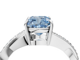 White gold Fancy Blue Cushion  Cut Diamond Twisted Band Engagement Ring with Prong Setting_7
