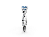 White gold Fancy Blue Cushion  Cut Diamond Twisted Band with Pavé Setting and Four-Prong Setting_21