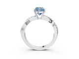White gold Fancy Blue Cushion  Cut Diamond Twisted Band with Pavé Setting and Four-Prong Setting_23