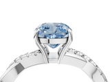 White gold Fancy Blue Cushion  Cut Diamond Twisted Band with Pavé Setting and Four-Prong Setting_24