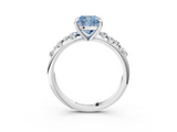 White gold Fancy Blue Cushion  Cut Diamond Vine Band with Four-Prong Setting_118