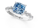 White gold Fancy Blue Cushion  Cut Diamond Vine Band with Four-Prong Setting_118